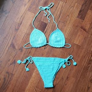 Handmade crochet bikini turquoise